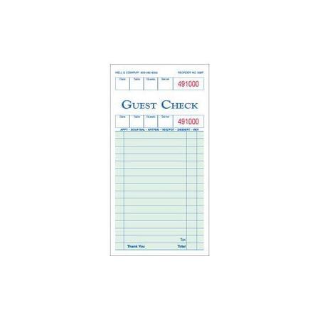 RDW 1 Part Padded Guest Checks, PK5000 3130PAD